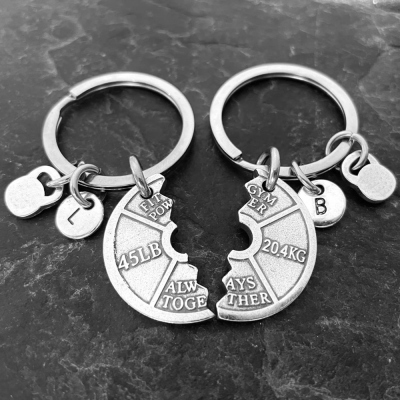 Couple Gym Keyring Weight Plate Always Together, BFF Gifts, Motivation Gift, Gym Gifts, Crosstraining, Bodybuilding, Custom Gift