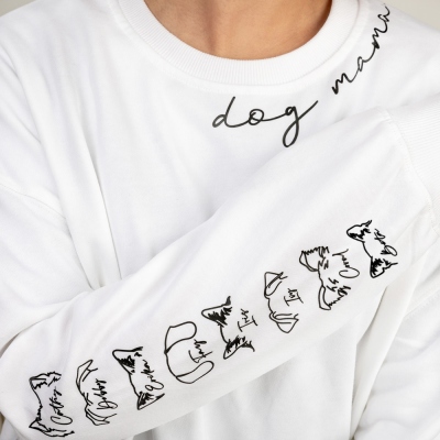 Personalisiertes Haustier-Mama/Papa-Sweatshirt, personalisiertes Sweatshirt mit Hundekatzenohren und Namen auf dem Ärmel, Unisex-Passform für Männer und Frauen, Geschenk für Haustierliebhaber/-besitzer