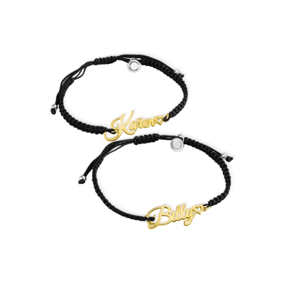 Personalized Braided Matching Bracelets, Set of 2, Custom Name Promise Bracelets, Adjustable Bracelets, Attraction Relationship Bracelets for Couples