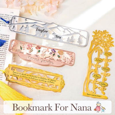 Custom Name Grandma's Garden Bookmark, Family Bookmark with Tassel, Mama Bear Bookmark, Family Tree Bookmark for Grandmom/Mom, Gift for Book Lover