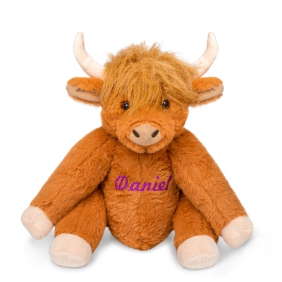Animal en peluche personnalisé de vache des Highlands, jouet de ferme en peluche écologique, cadeau de jouet doux pour les enfants, baby shower/cadeau d'anniversaire pour les enfants/amant de vache des Highlands