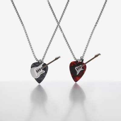 Personalized Guitar Pick Necklace with Message, Guitar Pendant Necklace, Rock Guitar Jewelry, Music Accessories, Gift for Music Lovers/Guitarists
