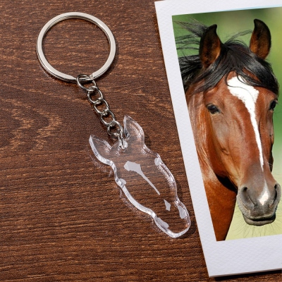Gepersonaliseerde paardengezichtsmarkering sleutelhanger, aangepaste huisdier sleutelhanger, acryl paard sleutelhanger, paard cadeau, cadeau voor paardensport/dierenliefhebbers/paardenliefhebbers