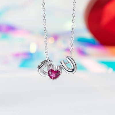 Personalisierte Doppelblasen-Buchstaben-Halskette mit Geburtsstein, 3D-Ballon-Anfangshalskette, Muttertags-/Brautjungfern-/Weihnachts-/Valentinstagsgeschenk für Sie