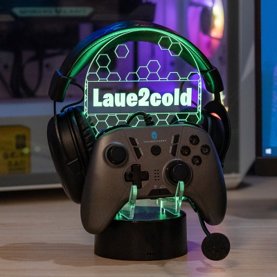 Personalized Light Up Controller and Headphone Stand for Xbox/PS4/5/Switch, Headset Holder for Desk, Gaming Room Accessory, Gift for Gamers/Boyfriend