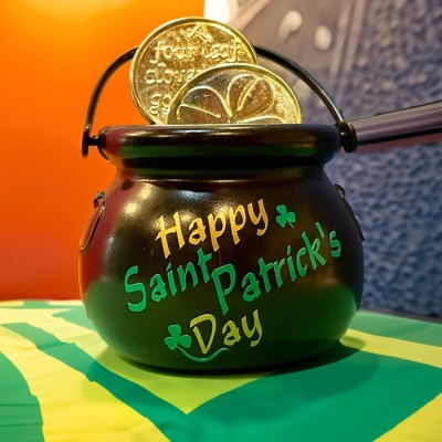 Nom personnalisé Mini Pot de récipient en or, décoration de la Saint-Patrick Shamrock, cadeau de la Saint-Patrick heureux pour les tout-petits/enfants/famille