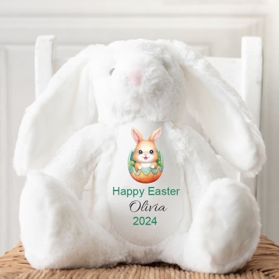 Personalized My First Easter Cute Plush Bunny Toy with Name and Year