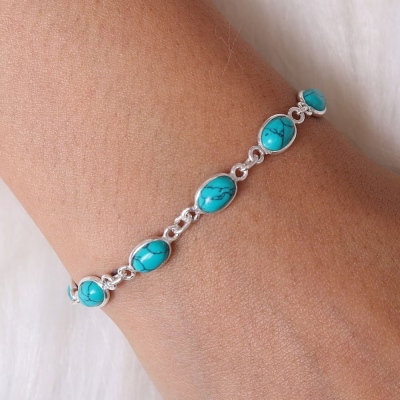 Natural Turquoise Bracelet Gemstone Bracelet Adjustable Minimalist Bracelet Handmade Jewelry