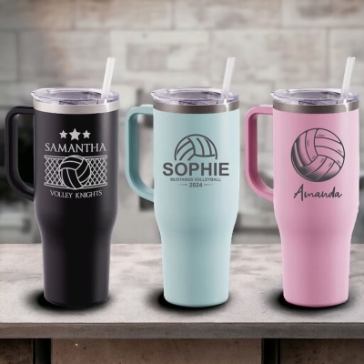 Volleyball Tumblers, Sports Mugs with Handle, Volleyball Team Gifts, Beach Volleyball Tumblers, Volleyball Player Gifts, Indoor Volley