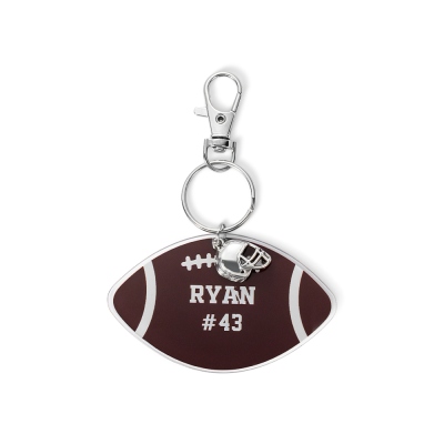 (Set of 2pcs)Personalized Name & Number Football Keychain, Acrylic Mini Football Backpack Tag, Sports Accessories, Gift for Sports Lovers/Player/Team