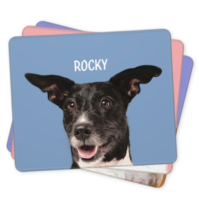 Personalized Cute Pet Photo Mouse Pad with Name, Custom Dog Cat Portrait Mouse Anti-Slip Pad, Office Accessory, Gifts for Coworkers/Friends/Pet Lovers