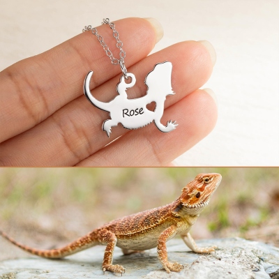 Personalized Bearded Dragon Necklace, Lizard Name Jewelry, Reptile Gift, Custom Pet Loss Memorial Gift, Angel Heaven Rainbow Bridge