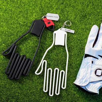 Civière de gants de golf avec nom personnalisé, cadre de suspension pour sèche-linge pour l'entretien des gants de sport, support de support en plastique personnalisé, cadeau pour golfeur