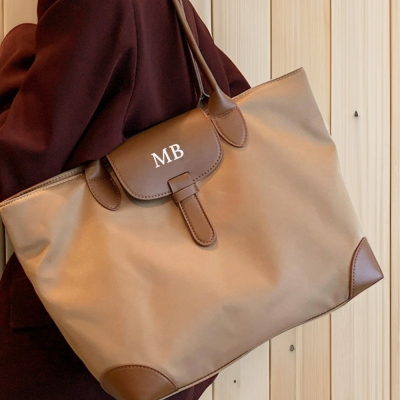 Personalized Name Nylon Handbag, Custom Monogram Daily Tote Bag, College Handbag, Birthday/Wedding/Back to School Gift for Her/Bridesmaids/Friends
