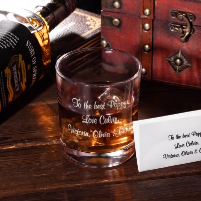 Personalisiertes Handschrift-Whiskyglas, individuell graviertes 10-Unzen-Steinglas, altmodisches Bourbonglas, Vatertags-/Geburtstagsgeschenk für Ihn/Papa