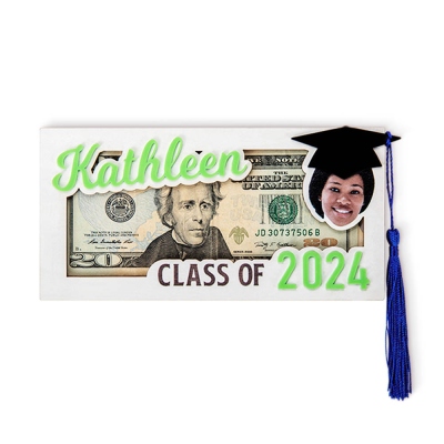 Porta soldi per laurea con ritratto personalizzato classe del 2024, porta contanti per cappello da laurea personalizzato con nappa, regalo di laurea per laureato/università/classe