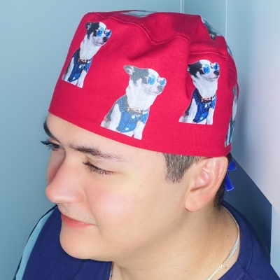 Personalized Pet Portrait Print Scrub Cap, Custom Name Cozy Cotton Scrub Hat, Pet Memorial Gift, Birthday Gift for Women/Men/Pet Lover