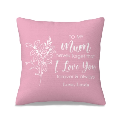 Personalized Birth Flower Pillow Cover, Women's Birth Month Flower Pillowcase with Optional Insert, Birthday/Mother's Day Gift for Mom/Grandma/Family