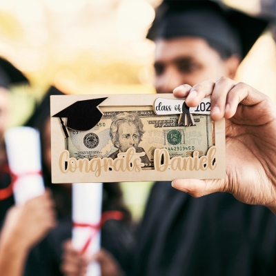 Portamonete con nome personalizzato per laurea in denaro classe del 2024, portacontanti per berretto di laurea colorato personalizzato, regalo di laurea per laureato/università/classe