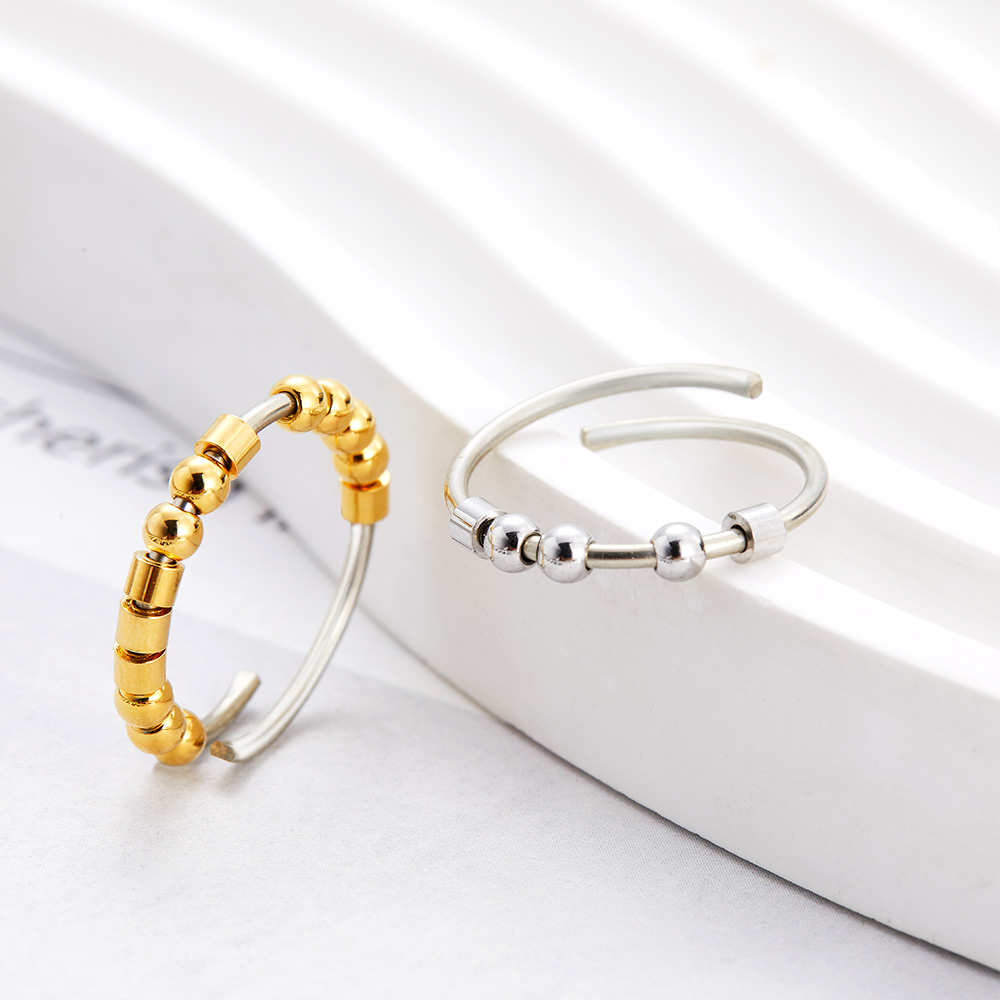Anel Fidget personalizado com código Morse, anel giratório anti-ansiedade, anel ajustável, joias de aço inoxidável/prata esterlina, presente para amigos