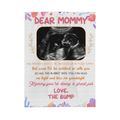 Personalisierte Decke zum ersten Muttertag, personalisierte Foto-Sonogrammdecke, Babyparty-Geschenk für Neugeborene, Muttertagsgeschenk für schwangere Mama/Frau/Tochter