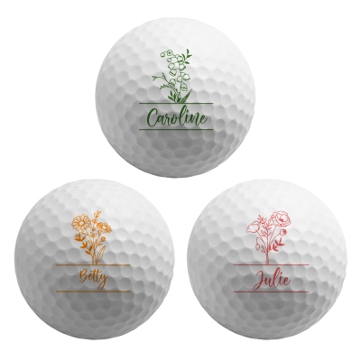 Personalisierter Golfball mit Geburtsblume, personalisiertes Hochzeitsgeschenk, Sportgeschenk für Golferin, Geburtstags-/Jahrestags-/Muttertagsgeschenk für Mama/Sie/Freunde