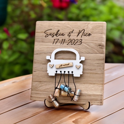 Personalized Name Wooden Wedding Car Money Holder, Custom Bridal Party Favor Table Party Decoration, Wedding Gift for Couple/Newlyweds
