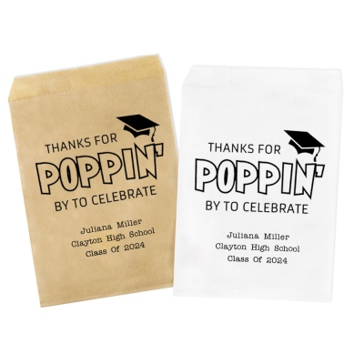 (Set med 20 st)Popcornpåsar för personligt namn, anpassad klass av 2024 års examenspåsar, examensfestdekor, present till akademiker/student