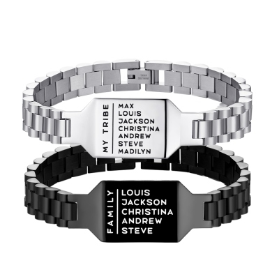Personalisiertes Familien-ID-Armband, Papas Armband mit Kindernamen, Herrenschmuck, Geburtstags-/Vatertags-/Jubiläumsgeschenk für Vater/Ehemann/Ihn/Opa