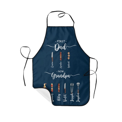 Personalized Dad's BBQ Apron, Custom Name Waterproof Apron with Multicolor, Family Party Favor, Father's Day Gift for Dad/Grandpa/Cooking Lover