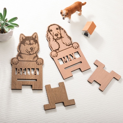 Personalized Name Pet Silhouette Phone Stand, Dog Cat Breed Wooden Phone Holder, Birthday/Christmas/Mother's Day Gift for Pet Lovers/Family/Friends