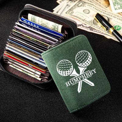 Personalized Name Men's Golf Wallet, RFID Blocking Wallet with Multi-card Slot, Golf Gift Idea, Birthday/Father's Day Gift for Dad/Husband/Him