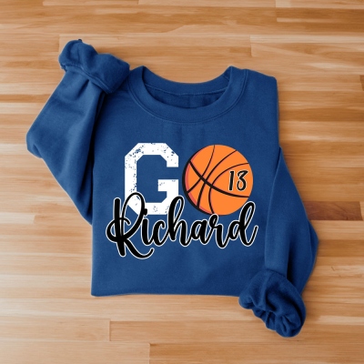 Personalized Basketball Mom Sweatshirt with Multiple Colors, Custom Name & Number Unisex Basketball Pullover, Gift for Sports Lover/Team/Player