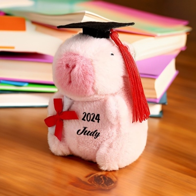 Personalized Graduation Plush Capybara Keychain, Capybara with Doctor's Hat Bag Accessory, Stuffed Animal Graduation Keepsake, Gift for Graduates