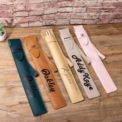 Personalized Leather Travel Drumstick Bag with Name, Customized Monogram Drumstick Holder Pouch, Birthday Gift for Drummer/Band/Musician