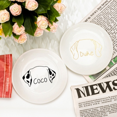 Personalized Name Trinkets Tray, Custom Name Ceramic Jewelry Dish, Dog Ears Ring Dish, Birthday/Mother's Day Gift for Her/Mom/Bridesmaids/Pet Lovers