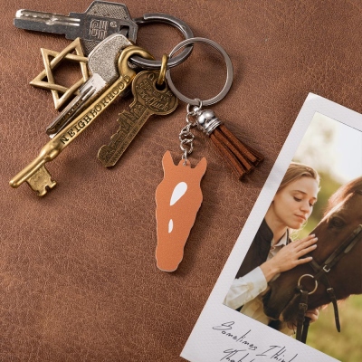Personalized Colorful Horse Face Keychain with Tassel, Custom Horse Photo Keychain, Equestrian Accessory, Gift for Horse Lover/Horse Owner/Horse Rider