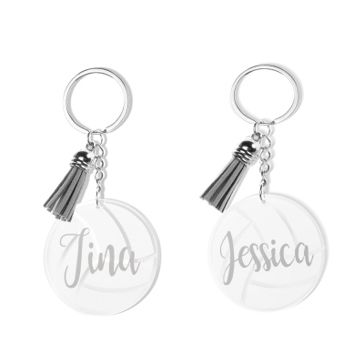 (Set of 2pcs)Personalized Volleyball Bag Tag with Tassel, Custom Name Sport Keychain, Sports Accessory, Gift for Coach/Volleyball Player/Team