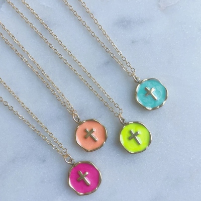 Colorful Kids Cross Necklace, Cross Pendant Jewelry, Religious Jewelry, Gift for Her, Gift for Child