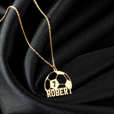 Custom Name Number Soccer Necklace, Personalized Soccer Pendant Jewelry, Football Charm, Gift for Soccer Player
