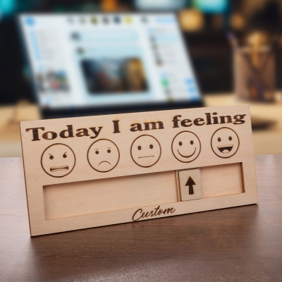Personalized Today I Am Feeling Wood Sign, Emoji Feeling Chart Ornament, Classroom/Therapy Office Decor, Gift for Teacher/Doctor/Autism Patient
