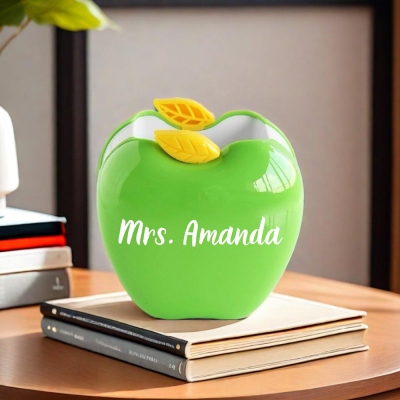 Custom Name Teachers Apple Pen Holder, Desk Organizer, Appreciation Gift for Teacher, Classroom Decor