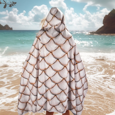Dragonscale Hooded Beach Towel, Cozy Fantasy Beach Towel for Gaming, Beach Gifts for Dragon Lovers of All Ages