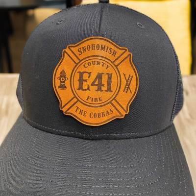 Personalized Leather Patch Firefighter Cap, Fire Department Baseball Cap, Firefighter Station Gear, Graduation/Father's Day Gift for Firefighters