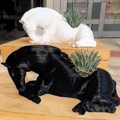 3D-printad hästplanterare, hästformad växtbehållare, trädgårdskruka för inomhusbruk för små suckulenter eller luftplantor, heminredning, present till häst-/växtälskare