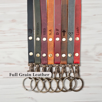 Personalized Name Leather Lanyard, Custom Lanyard for Keys/Badge Holder, Birthday/Christmas/Appreciation Gift for Teachers/Coworkers/Family/Friends