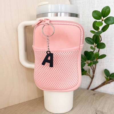 Personalized Letter Tumbler Pouch with Velcro Strap, Custom Initial Tumbler Fanny Pack, Tumbler Pouch Accessory, Carrier Bag for Bridesmaid Gift, Gift for Her