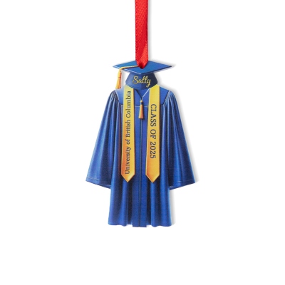 Custom Graduation Regalia Ornament with Ribbon, Class of 2024 Bachelor Gown Decoration, High School College Graduation Keepsake, Gift for Graduates