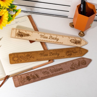 Personalized Name Wooden Teacher Ruler, Custom Engraved Pencil Shape Ruler, Teacher's Day/Appreciation/Back to School/End of Year Gift for Teachers