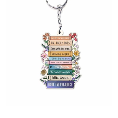 Personalized Favorite Books Acrylic Keychain, Custom Book Name Lover Gift, Gift for Reading Lover/Librarian, Bookish/Bookworm/Reader Gift